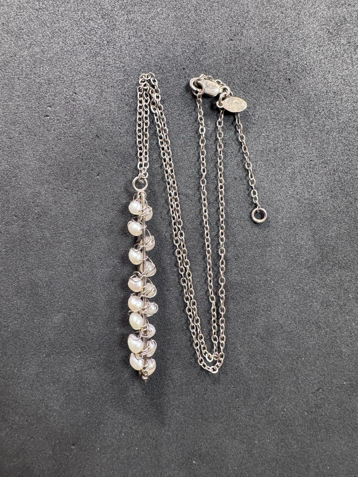 5.8g VTG Sterling Silver 925 Pearl Necklace 17”-19” Jewelry lot H