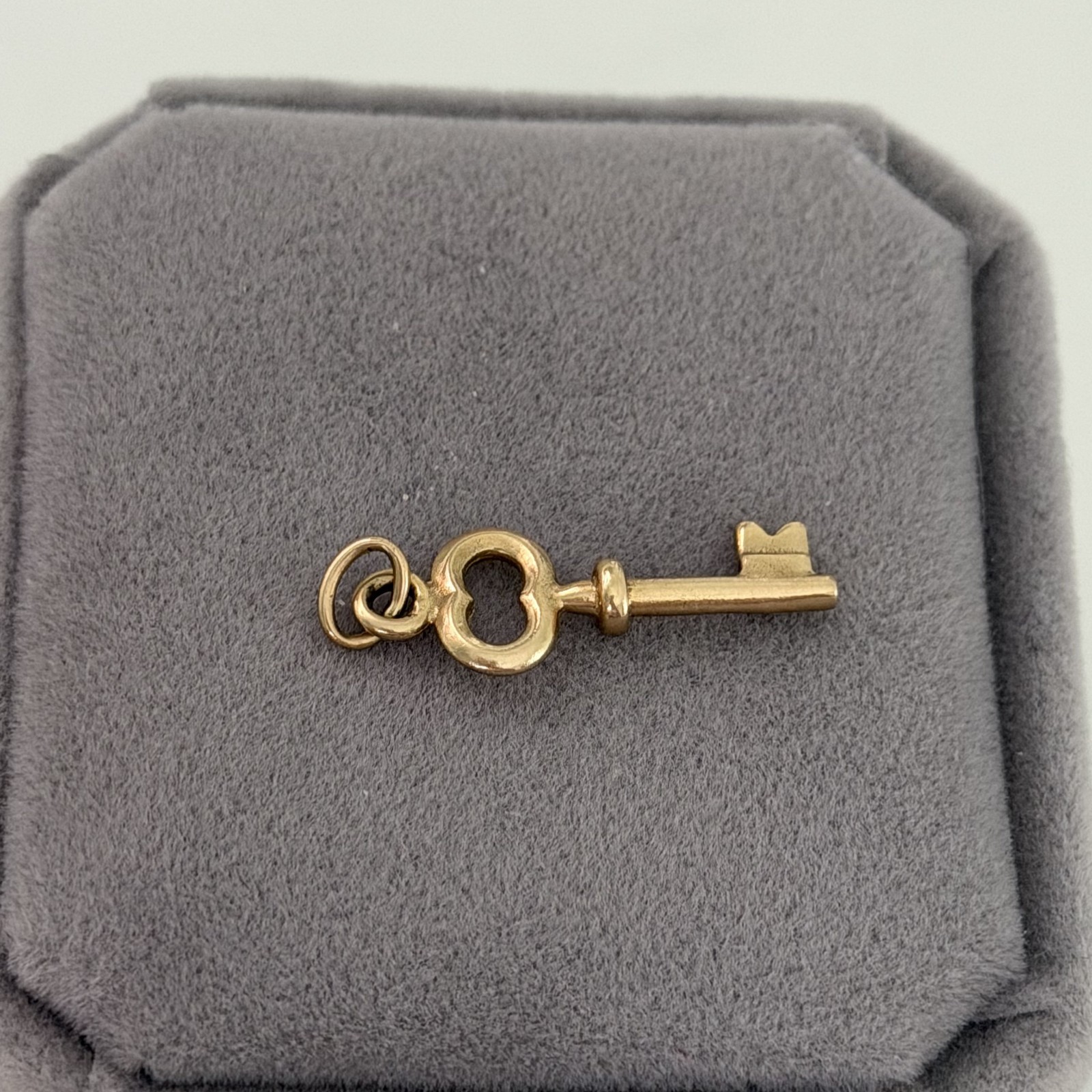 Vintage 14K Yellow Gold Puffy Key Charm Pendant