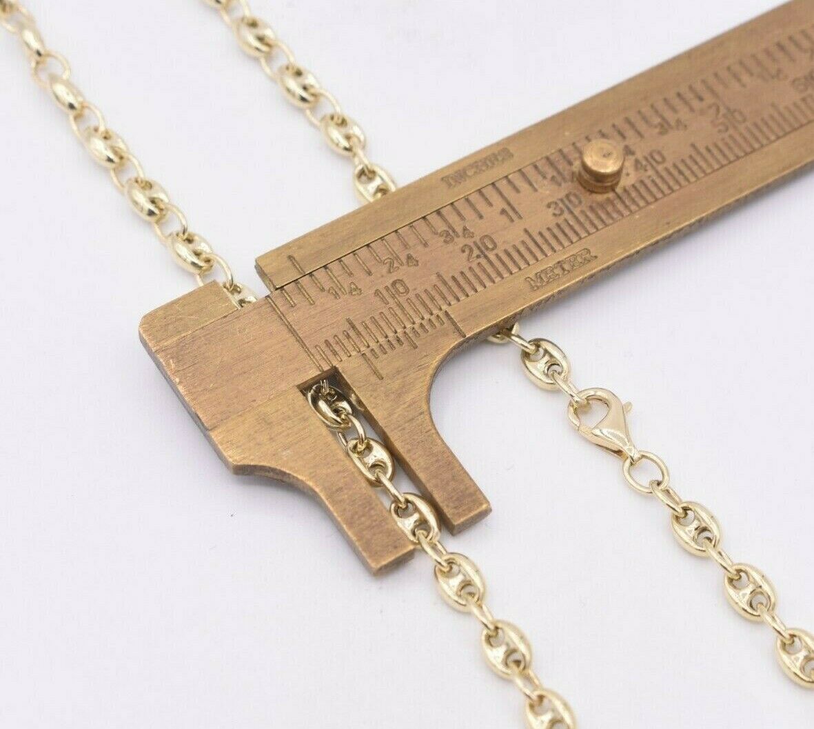 4mm Puffed Mariner Anchor Link Chain Necklace Real 14K Yellow Gold All Sizes