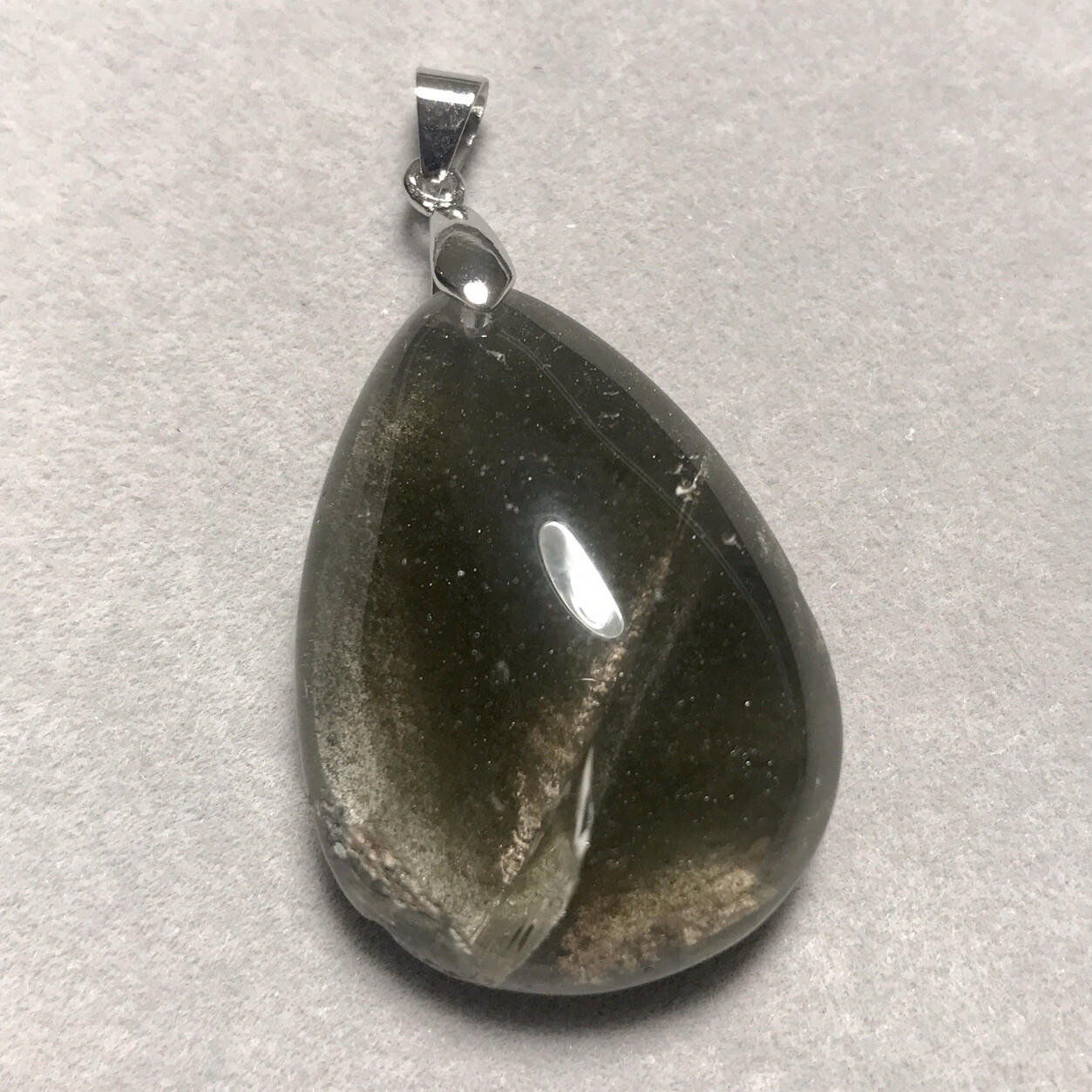 US SELLER Natural Green Phantom Quartz Pendant Teardrop Brazil Crystal