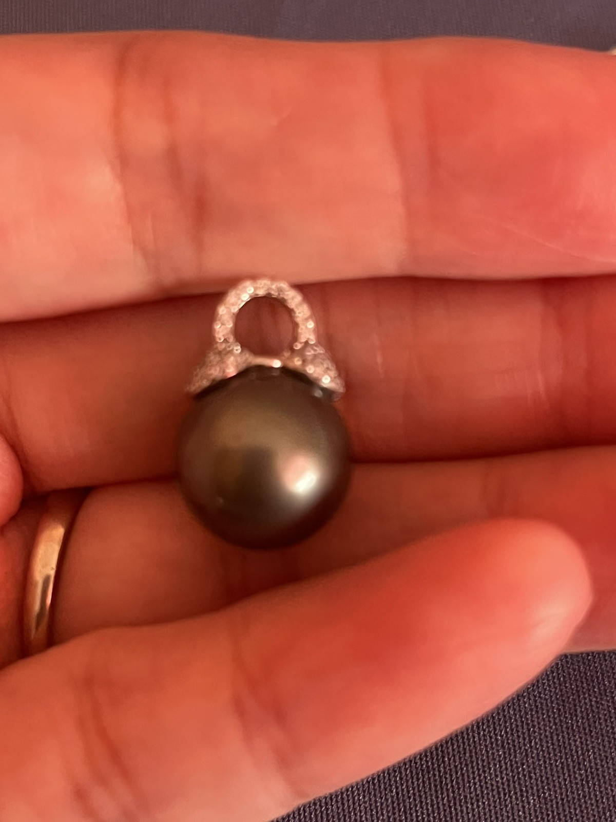 12mm Tahitian Natural South Sea Pearl Pendant Only With S925 opened clasp