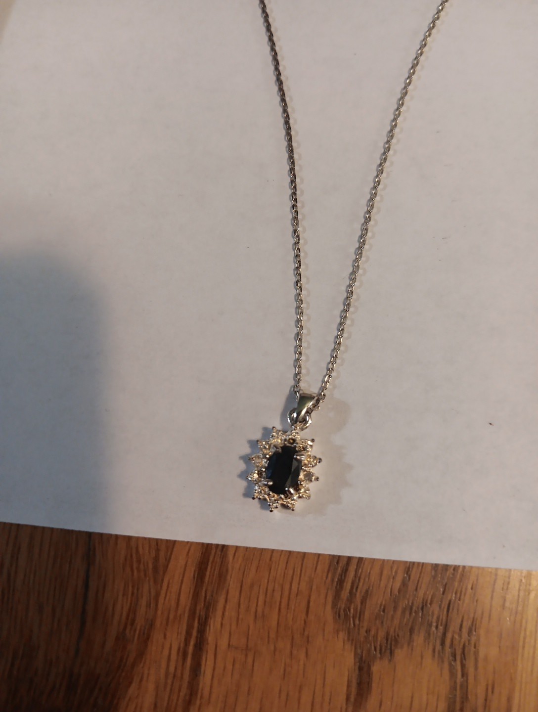 sterling silver necklace With Dark Stone. Marked .925. Unbranded
