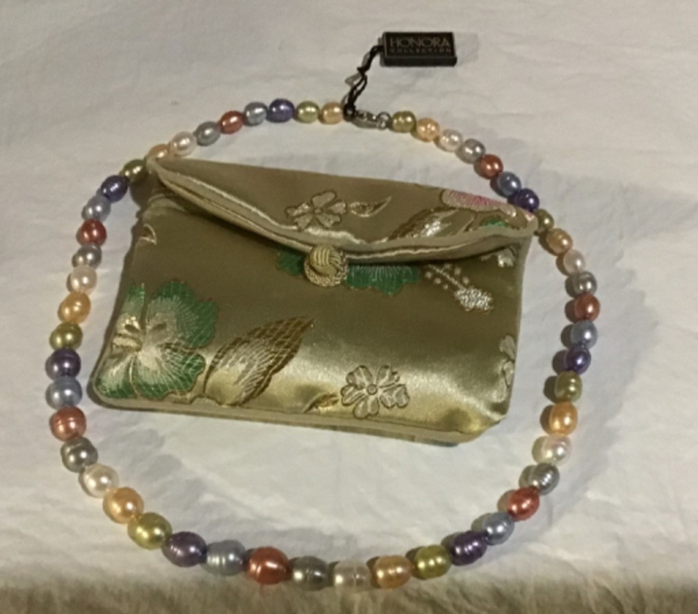 High Quality HONORA Multicolor Freshwater Pearl Necklace Sterling Clasp 20”
