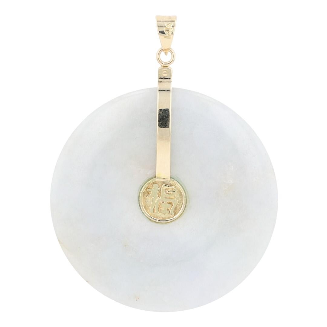 15mm Lucky Nephrite Jade Donut Pendant without Chain 14k Yellow Gold 12.06 Grams