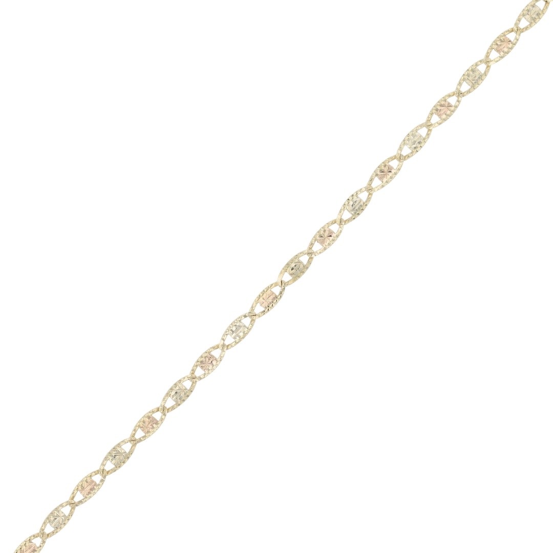 2mm Anchor Link Chain 24.25″ Necklace 10k Multi-Tone Gold 3.34 Grams