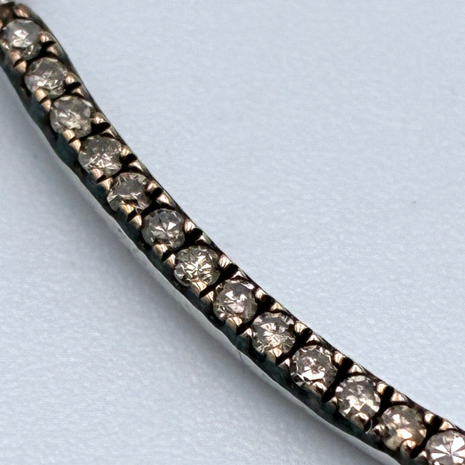 BSI Sterling Silver Natural Diamond Curved Bar Smile Pave Necklace Minimalist