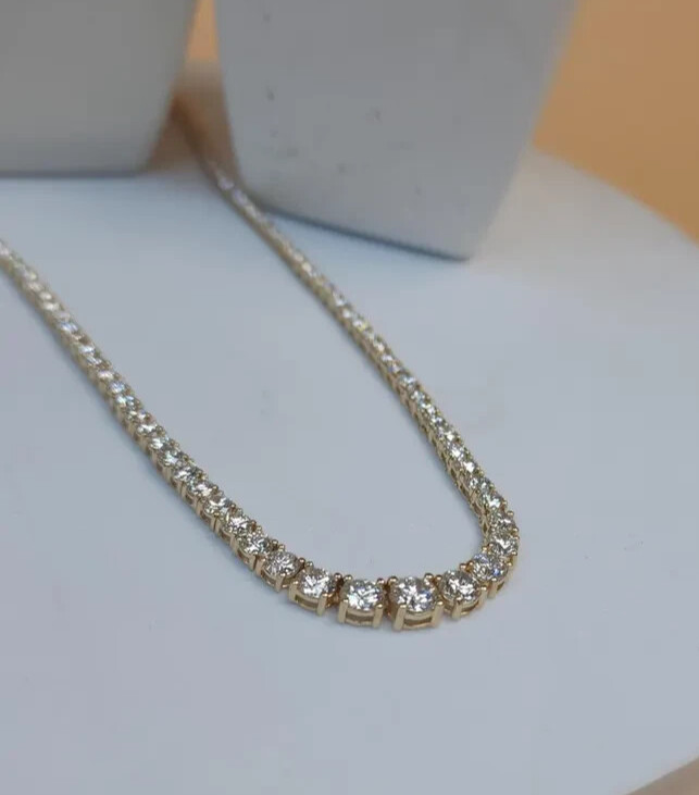 Brilliant Round Cut Lab Grown Diamond Women Necklace For Wedding 10K Yellow Gold