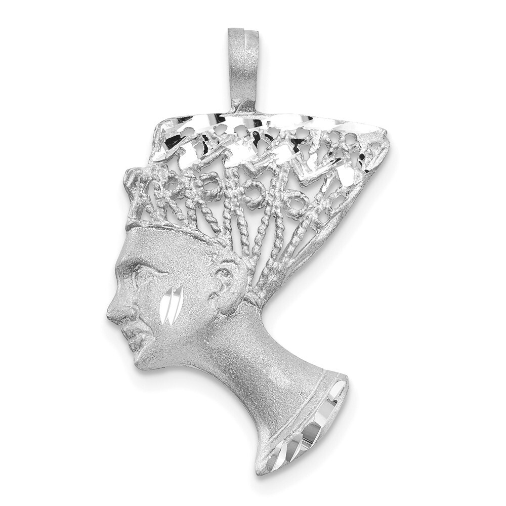 10k White Gold Nefertiti Pendant for Women 1.49g, L-30mm, 16mm