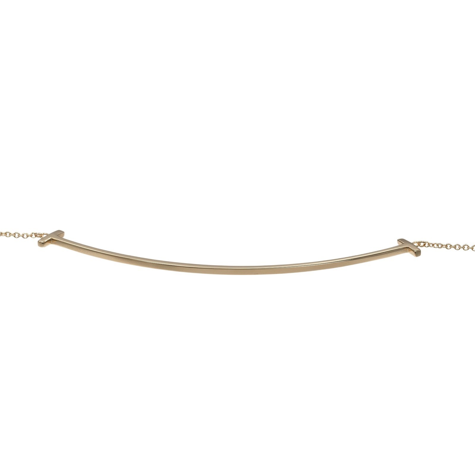 Tiffany & Co. T Smile Large Necklace K18 Rose Gold 17.3in Pink Gold