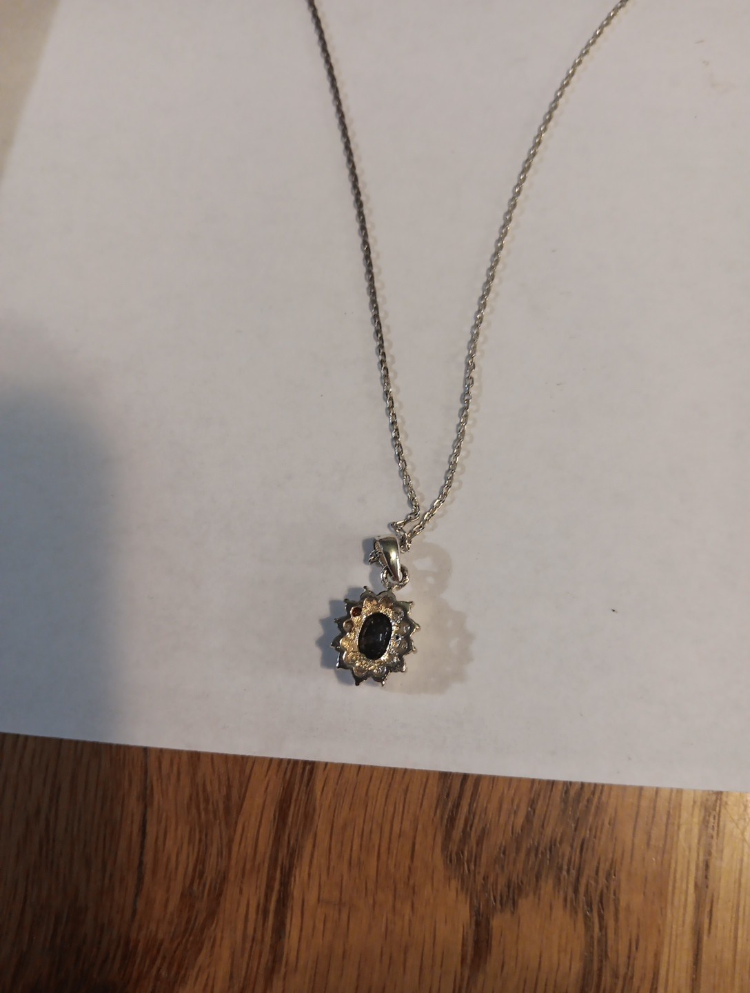 sterling silver necklace With Dark Stone. Marked .925. Unbranded