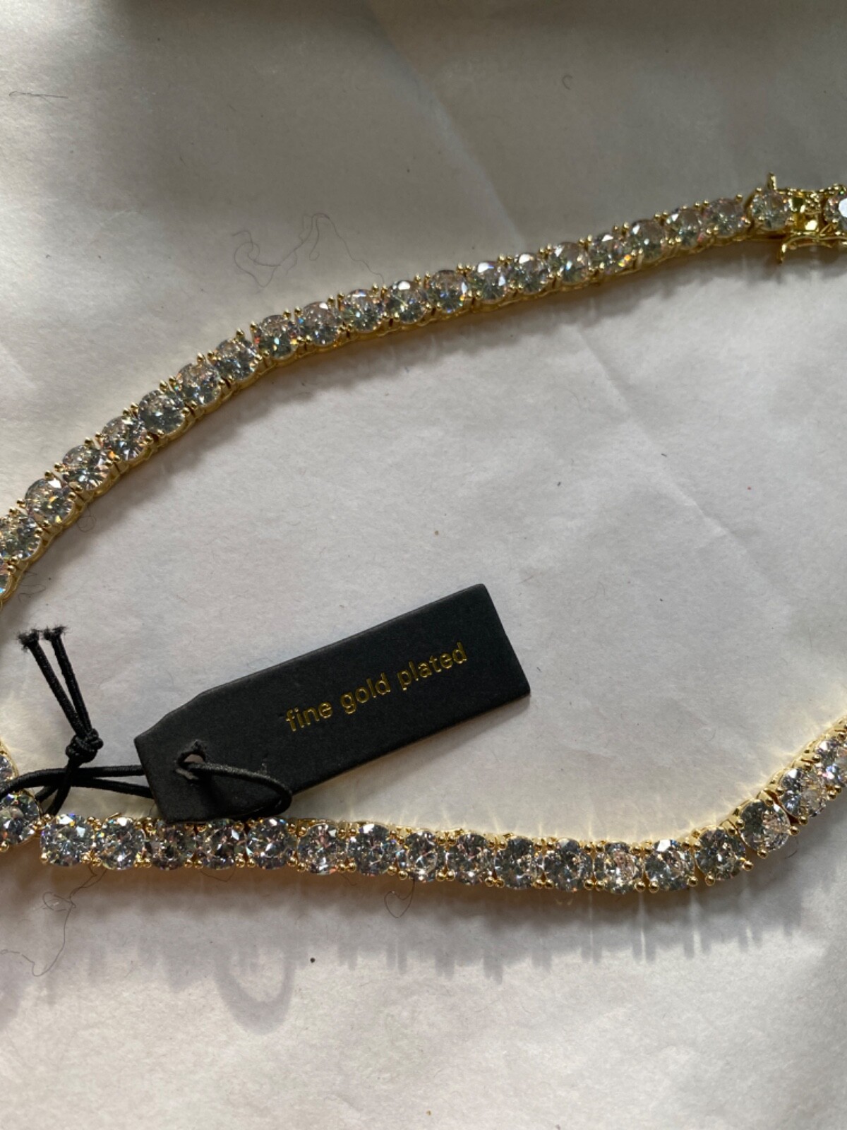 GOLD PLATED TENNIS NECKLACE 16” NWT