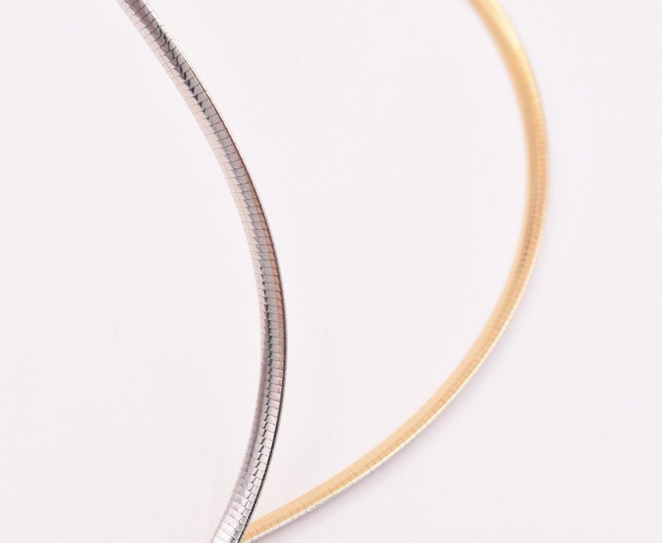 4mm Italian Reversible Omega Chain Necklace 14K Yellow Gold-Plated Silver 925