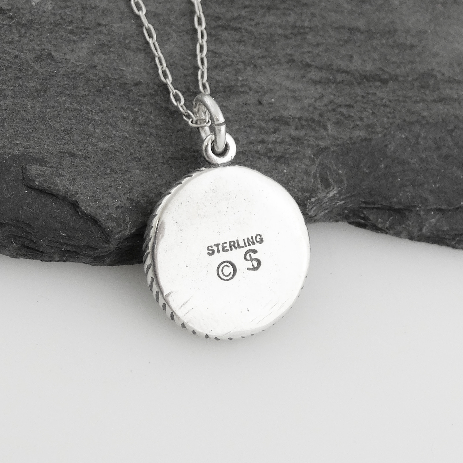 Round Cherub Angel Charm Necklace – 925 Sterling Silver – Guardian Angels Gift