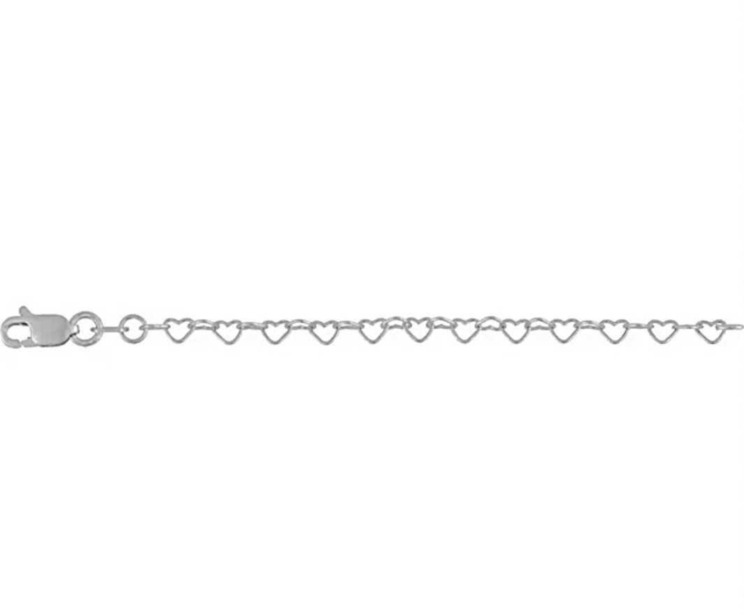14k 2.5mm HEART Solid White Gold 8mm Lobster 3″ Chain Extender Safety MIDAS