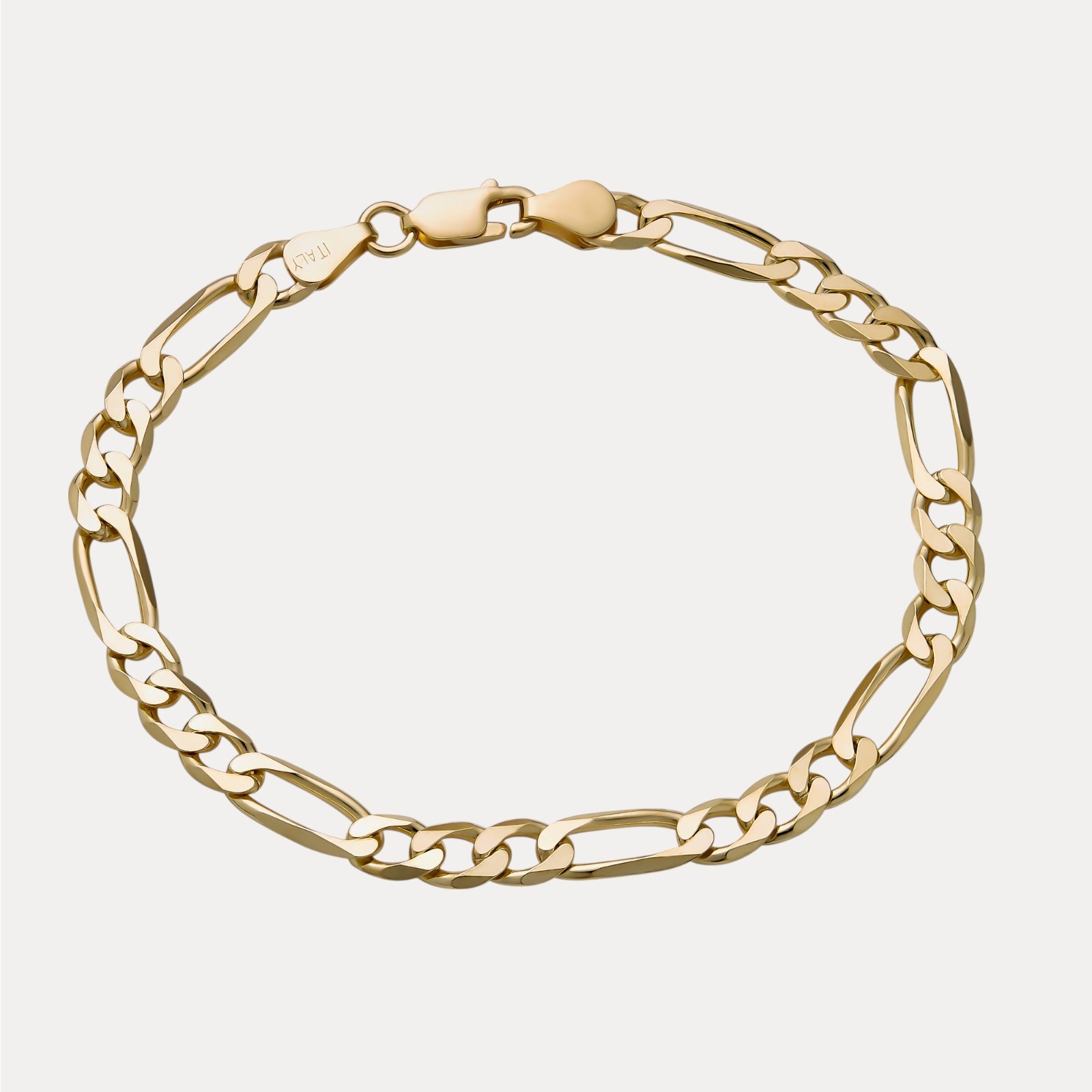 6mm Figaro Bracelet Link – Real Solid 925 Sterling Silver Or 14k Gold Vermeil