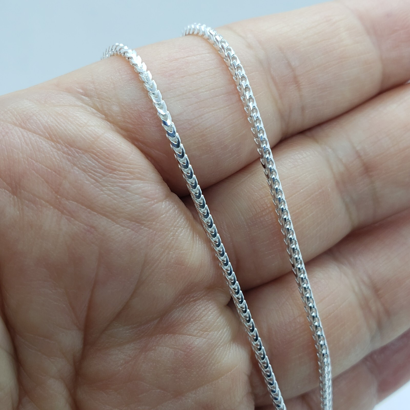 925 Sterling Silver Franco Chain Necklace Square Link Italy 1.5mm-2.5mm 16″-36″