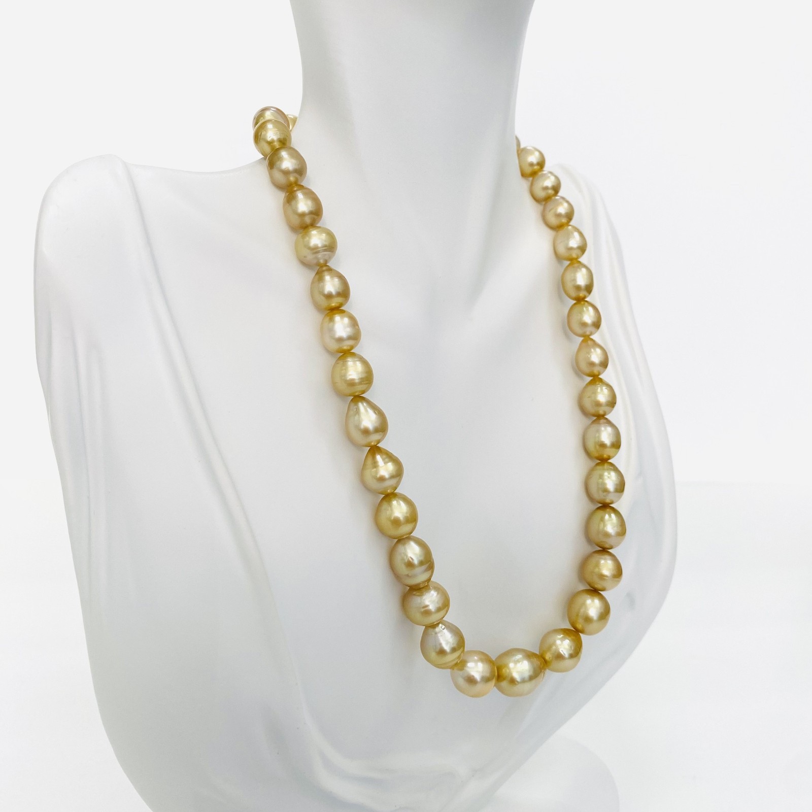 Golden South Sea Pearl Necklace Loose Strand 8mm to 11mm Drops/Ovals/Buttons Mix