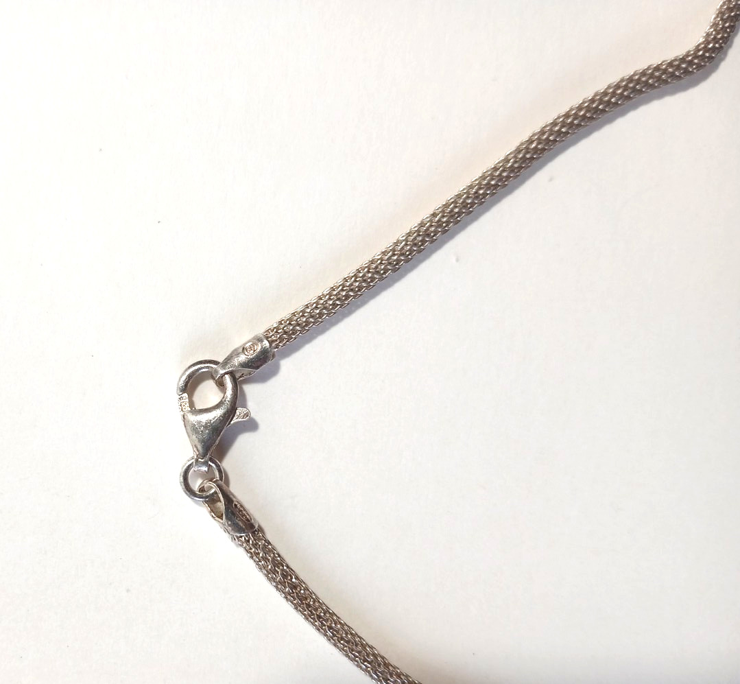 925 Italy Sterling Silver Woven Mesh Necklace Lobster Clasp 2mm 8gr 17″ Vintage