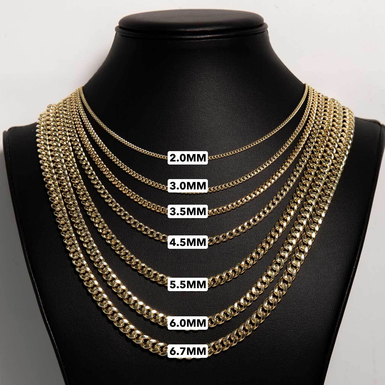 Shiny Miami Cuban Link Chain Necklace Real 14K Yellow Gold All Sizes