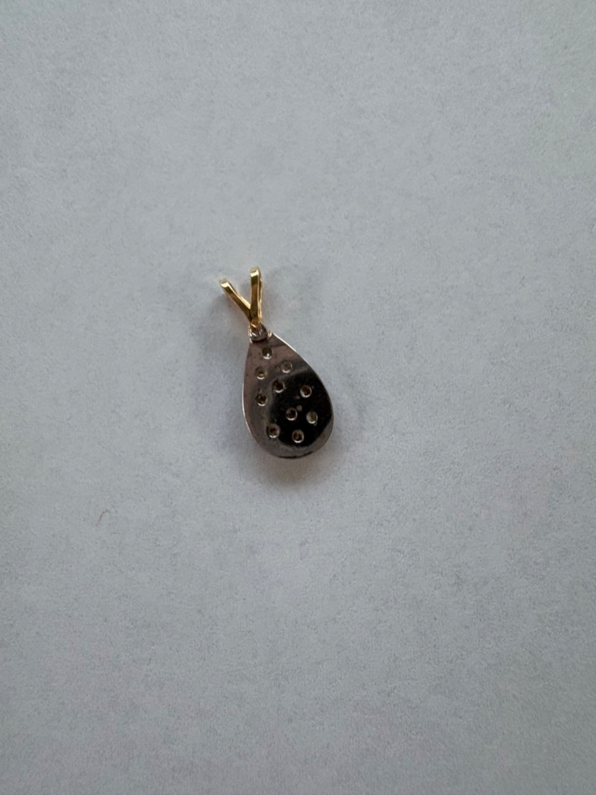14K GOLD CHAIN NECKLACE, FLAT HERRINGBONE, 16″, PENDANT with SMALL DIAMONDS