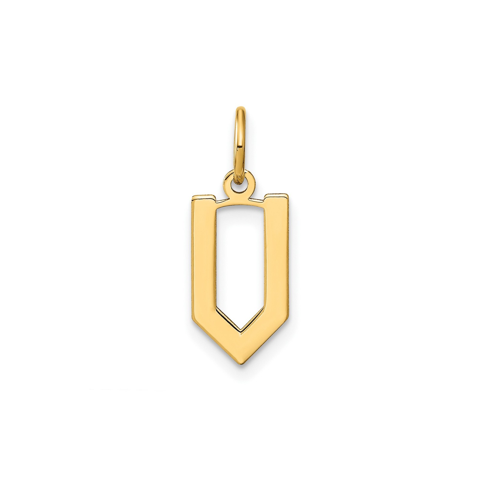 14k Yellow Gold Chevron Pendant Geometric Open Design Minimalist Unisex Necklace
