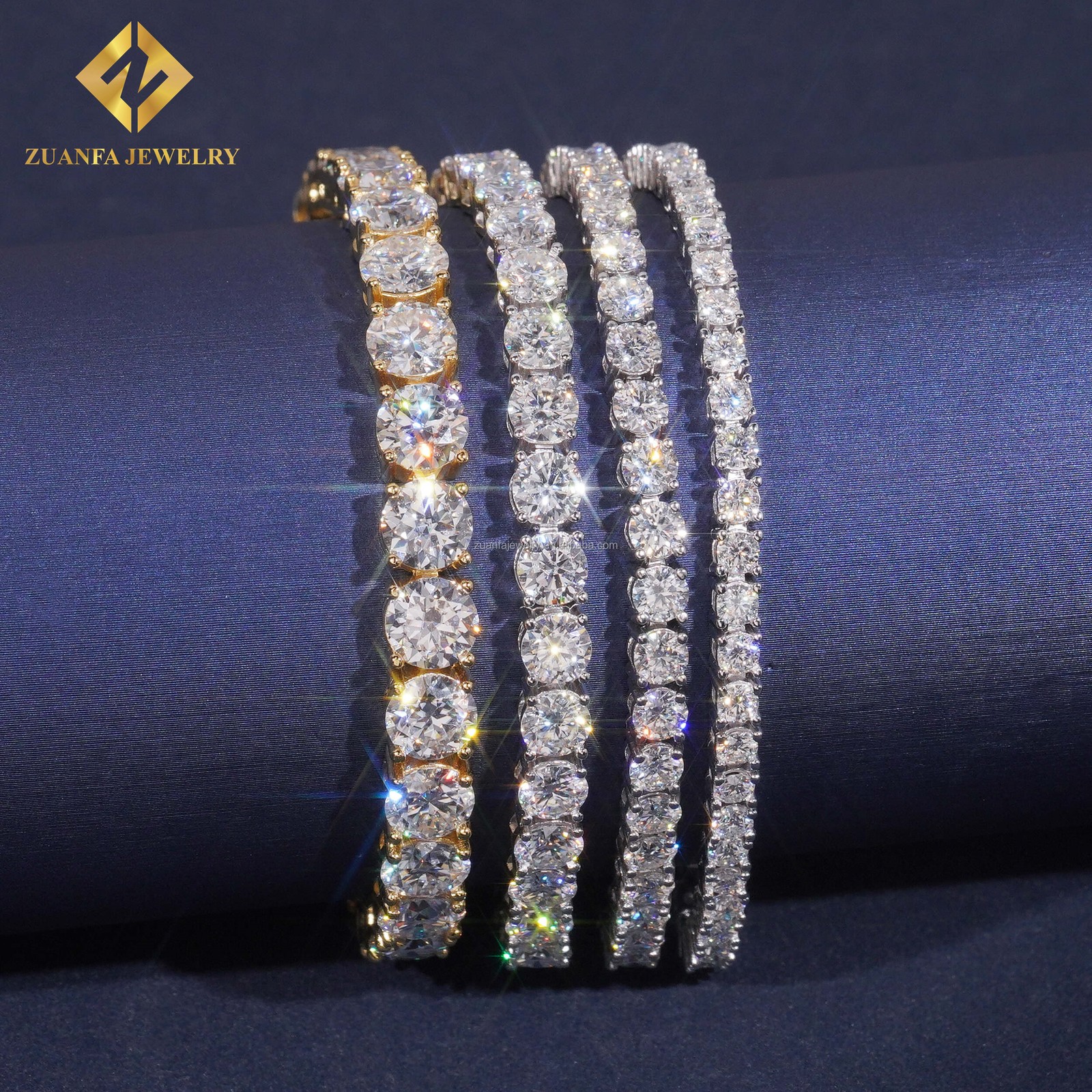 2-6.5mm VVS1 Moissanite Tennis Chain Necklace Men Women 925 Sterling Silver Gift