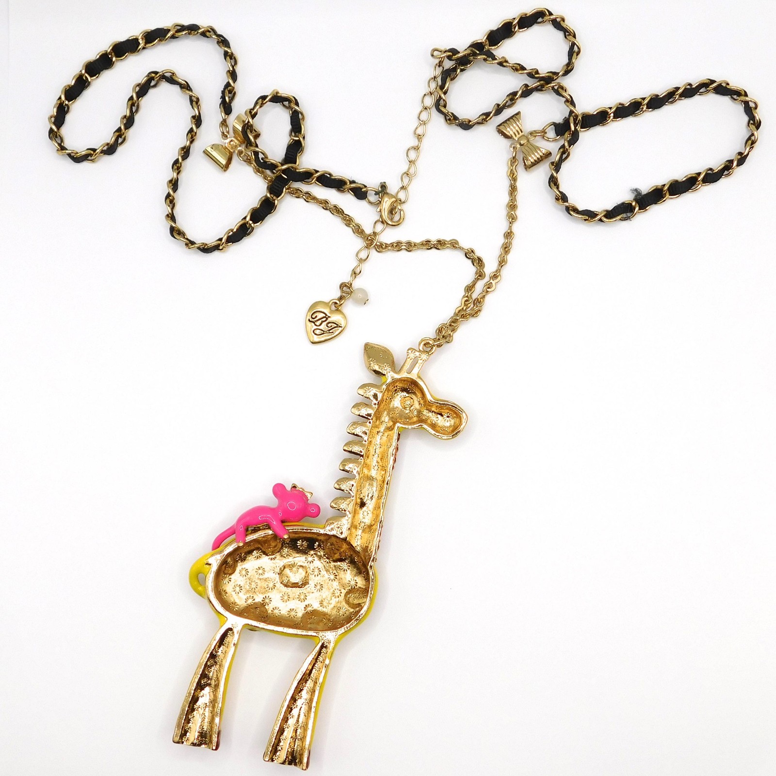 WHIMSICAL VINTAGE BETSEY JOHNSON GIRAFFE PENDANT NECKLACES IN VERY GOOD CONDITIO