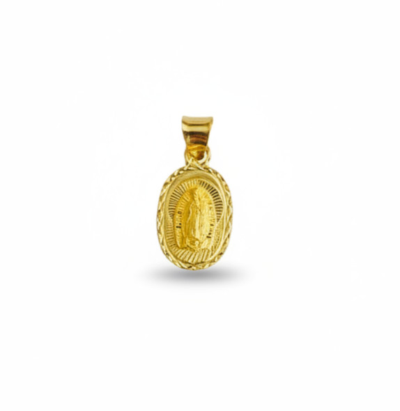 14K Solid Gold 20mm Virgin Guadalupe / Small Virgin Mary Pendant -PT341