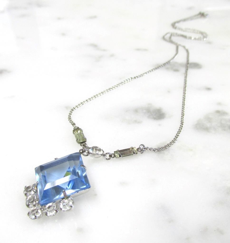 Beautiful Sterling Silver Lariat Design Necklace w/ Stones ~ 16″ ~ 6g ~ 12-G839