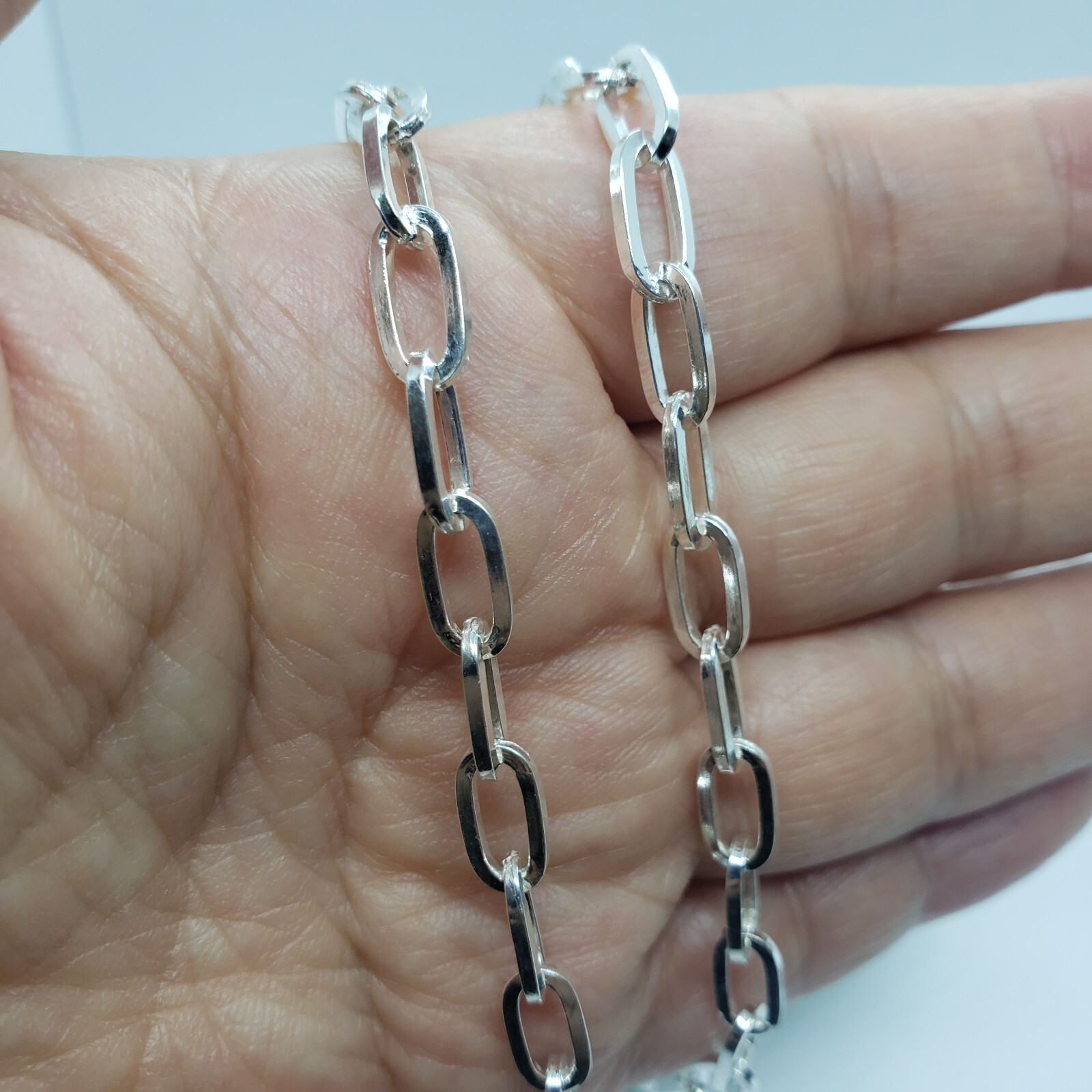 925 Sterling Silver Paperclip Chain Necklace Bracelet 5.5 mm Sizes 7-30 inch