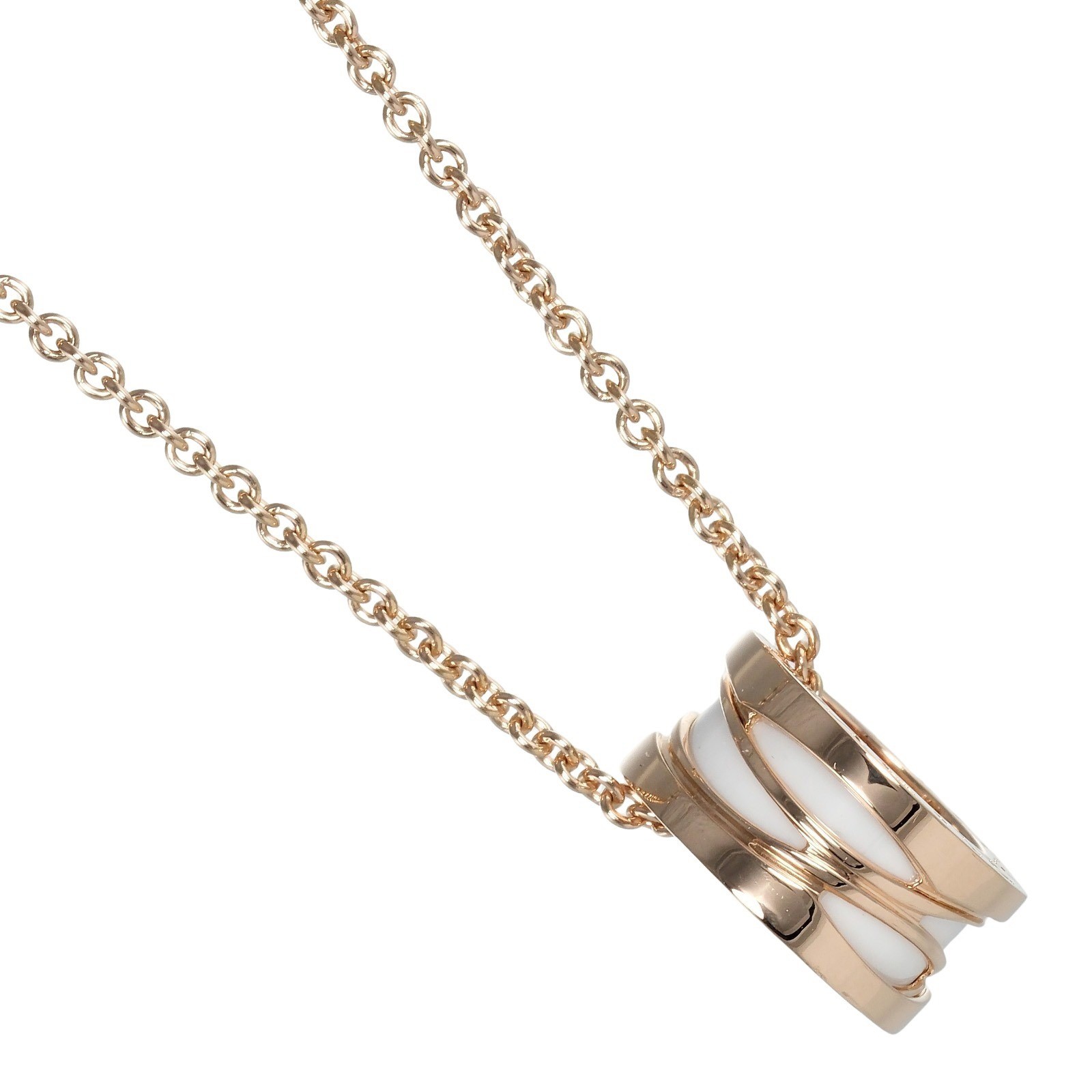 Bvlgari B.zero1 Design Legend Necklace 18K RG Rose Gold Ceramic 17.3in 13.4g