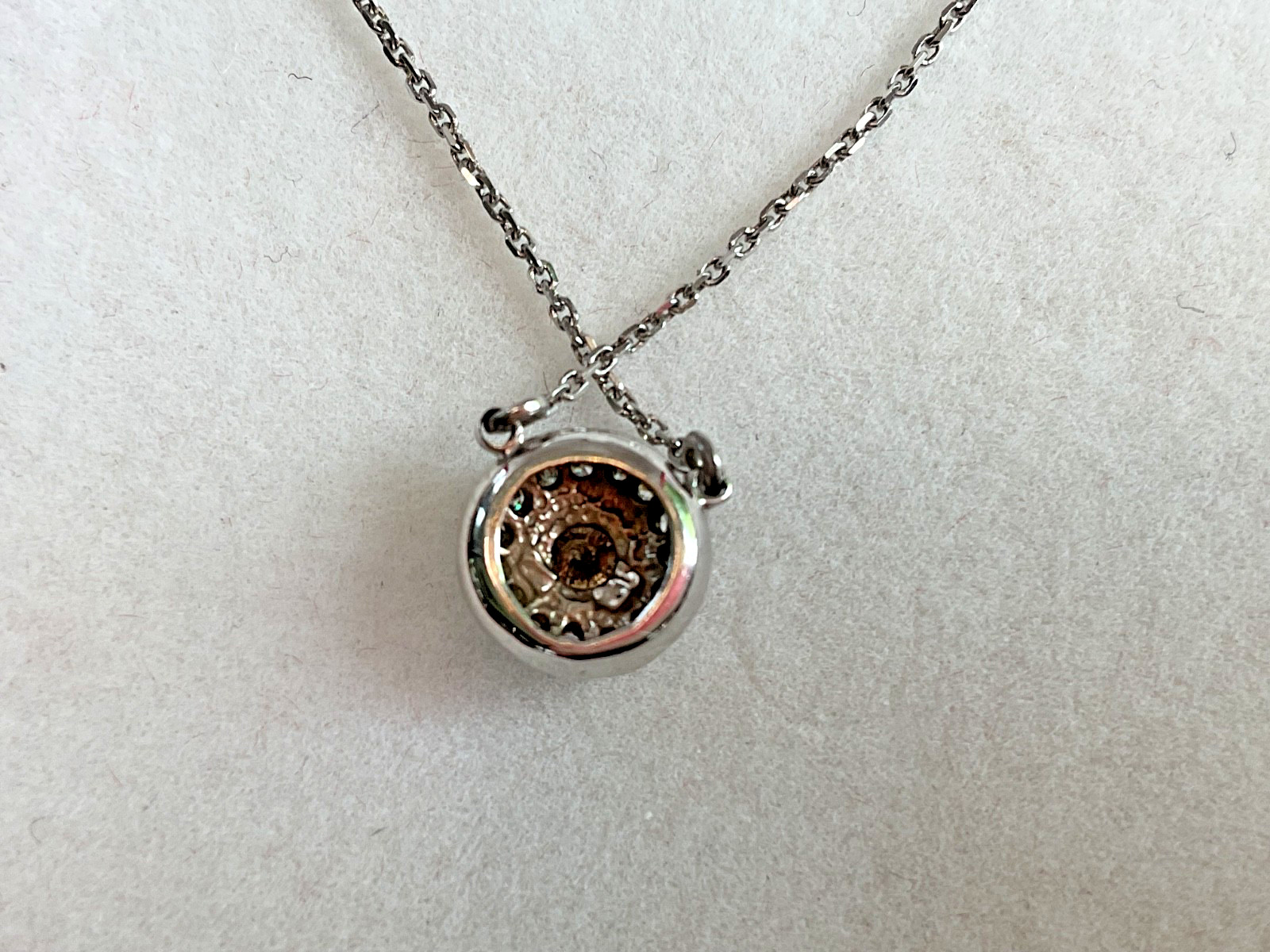 14k Diamond Halo Pendant Necklace – Bezel Set Center Stone, Pave Surround