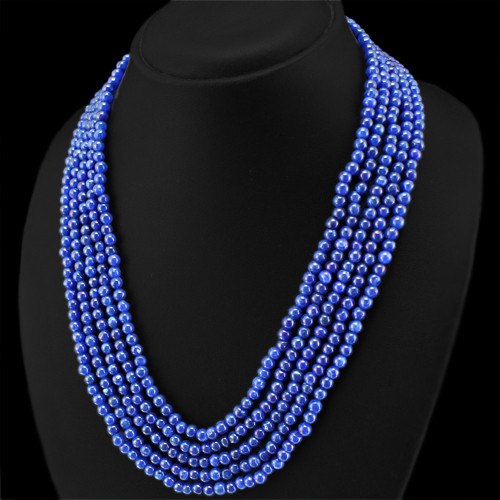 TOP 391.50 CTS ENHANCED SAPPHIRE 5 LINE ROUND BEADS NECKLACE (RS)