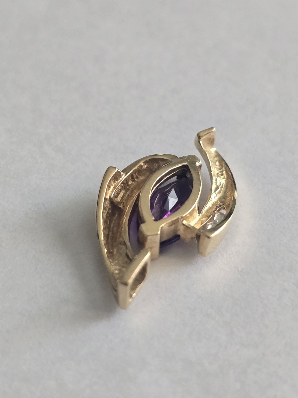 14K Yellow Gold Marquise Purple Amethyst Prong-Set Pendant