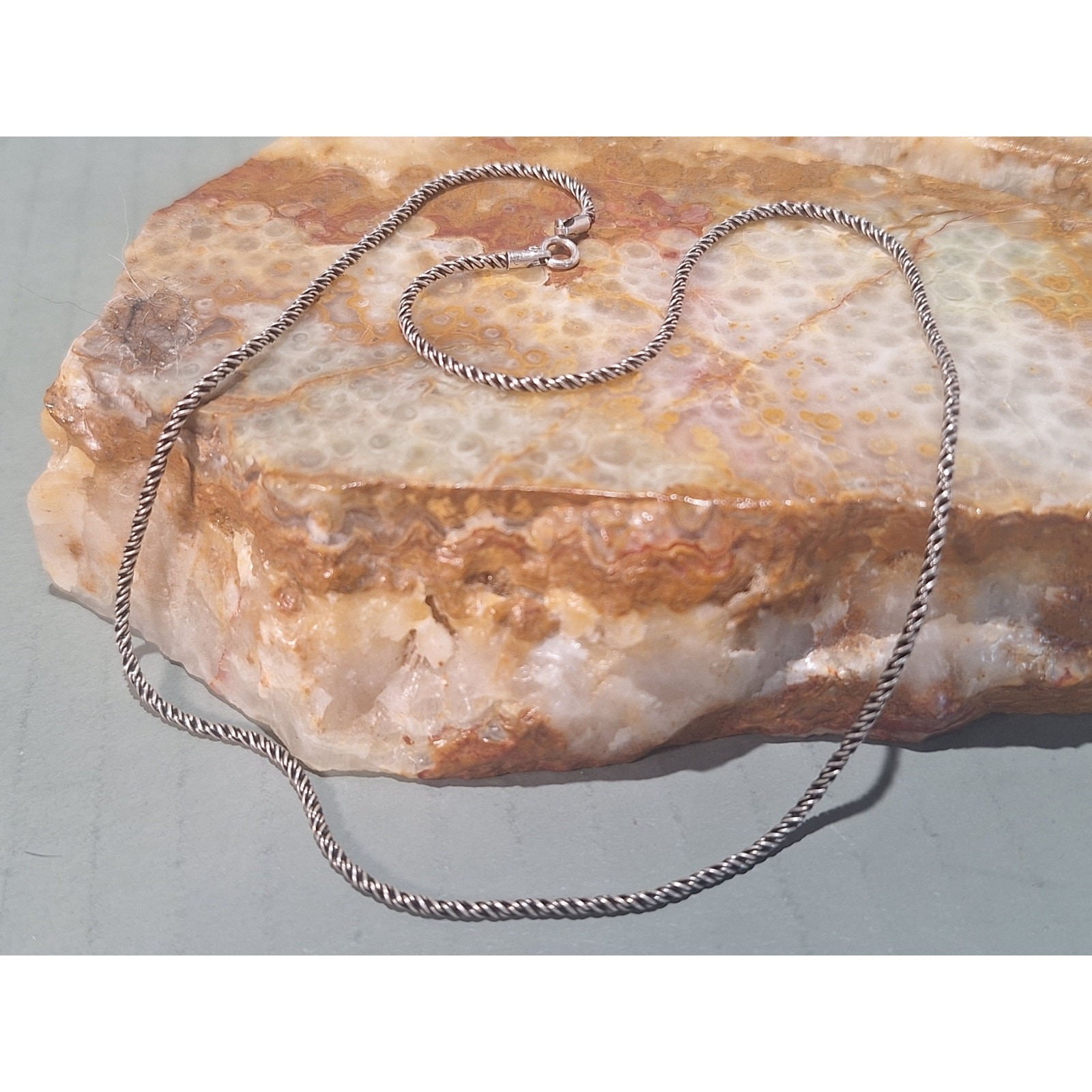 16″ Sterling Silver Twisted Rope Chain Necklace 925 Italy Vintage Excellent!