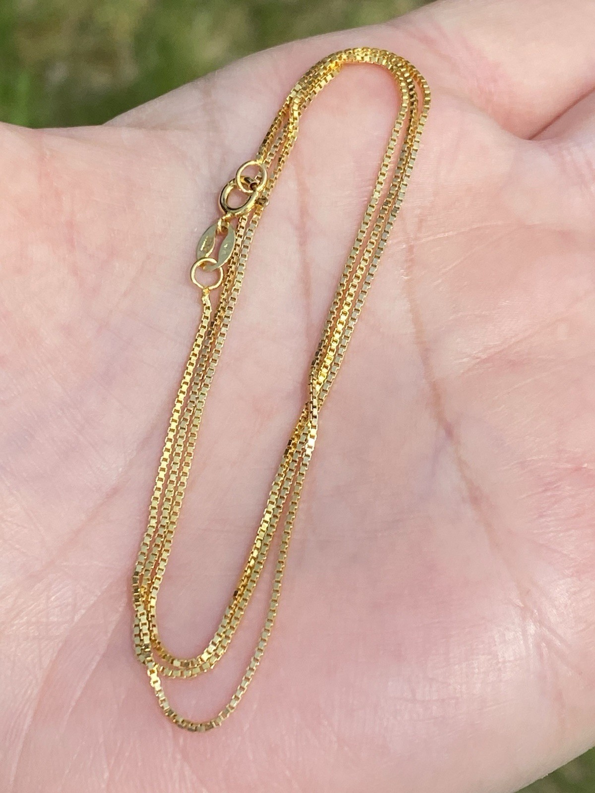 Solid 14K Yellow Gold 0.8mm Box Chain Necklace, 18 Inches, 2.01 Grams