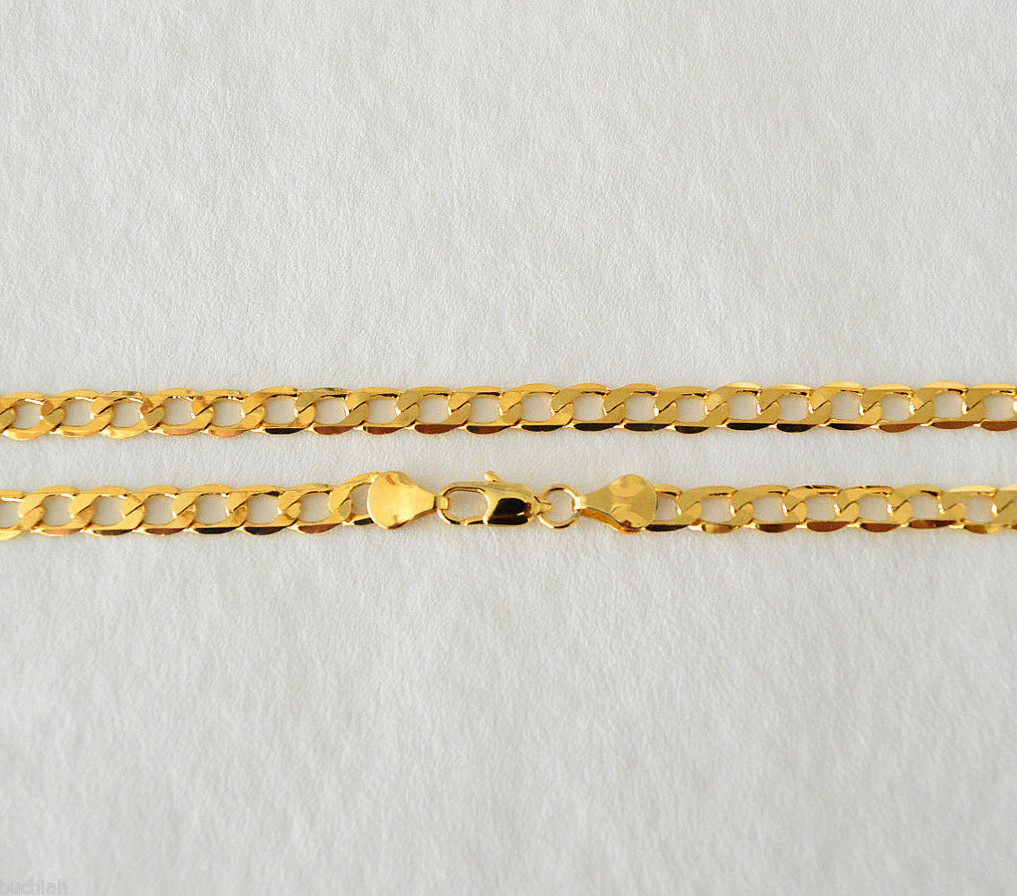 Italian 10K Yellow Gold Solid Cuban Curb Chain Necklace 24” 1.85mm