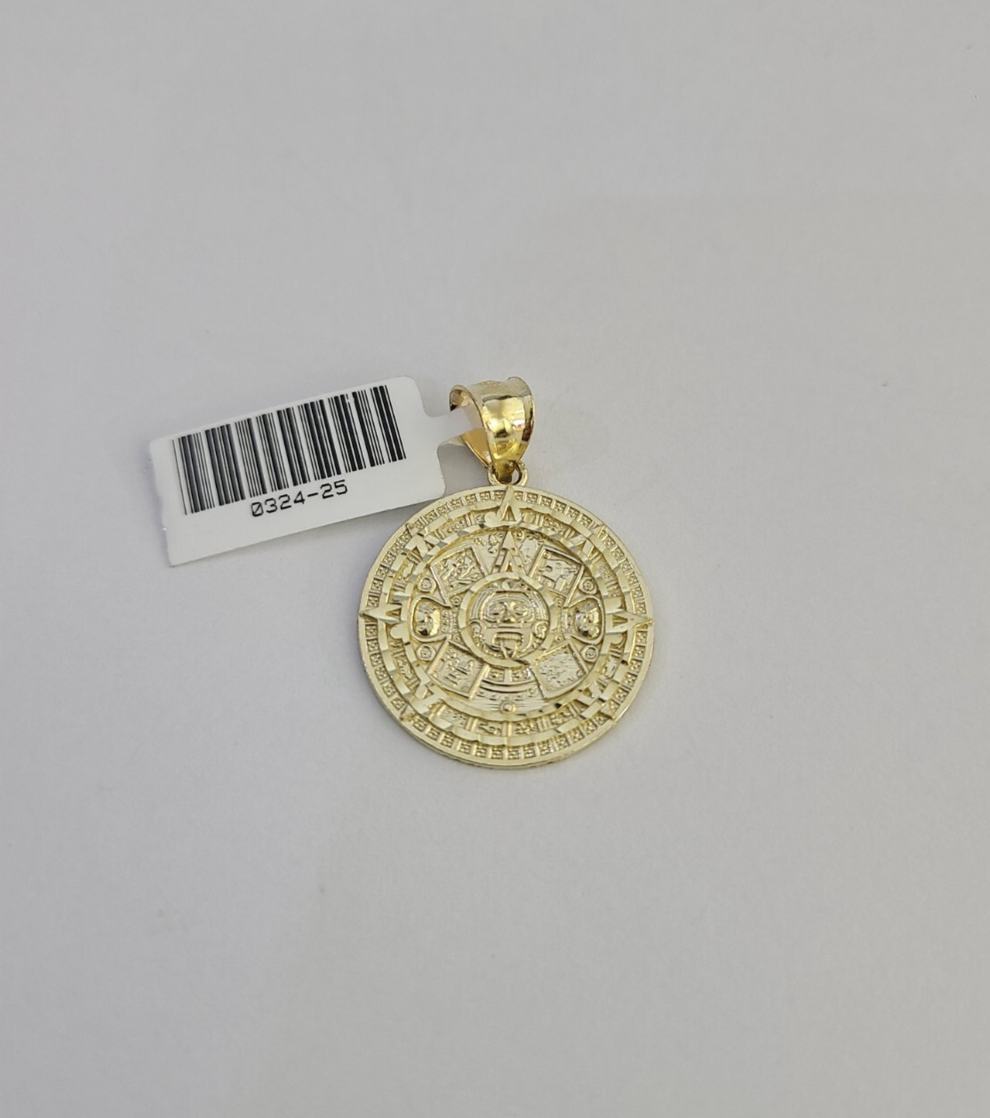 Real 10kt Mayan Calendar Charm Pendant Aztec Round Yellow Gold