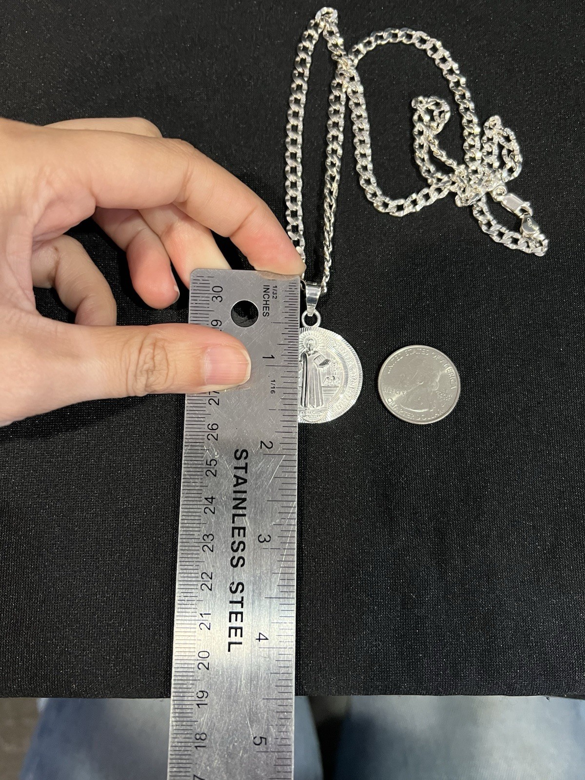 925 Sterling Silver Men Women St Benedict San Benito & Deck Curb Chain 20 24 30
