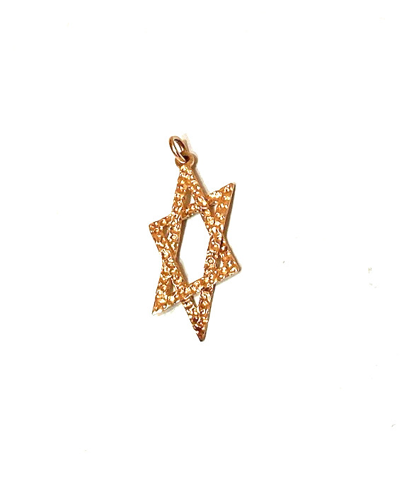 14K Yellow Gold Brushed Star of David Jewish Religious Pendant – Excellent