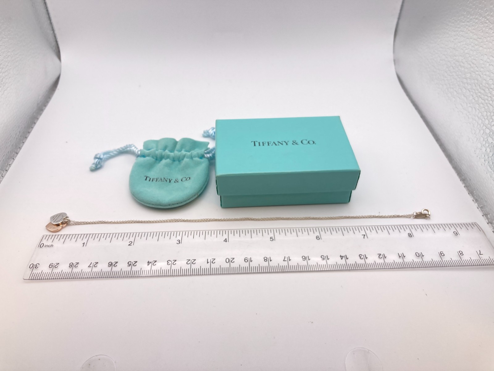 Tiffany & Co. Return to Round Duo Heart Rubedo Metal Necklace Silve 16″ 2.9g