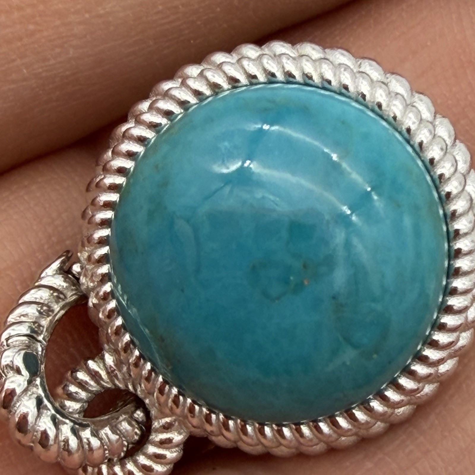 Judith Ripka Turquoise Blue ball sterling enhancer pendant or charm Heavy Chunky