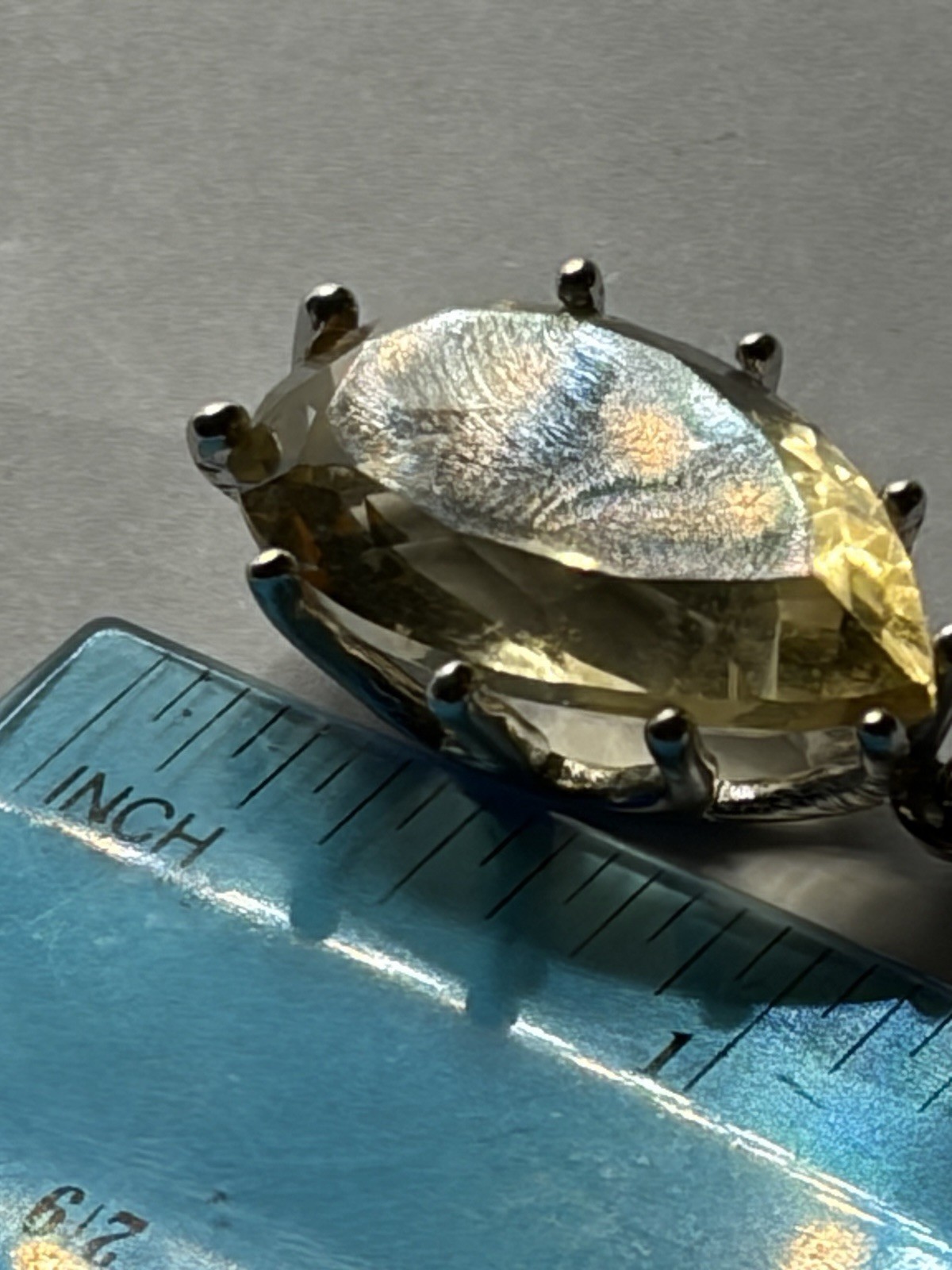 Yellow Gemstone Handmade 925 Sterling Silver Pear Cut Pendant