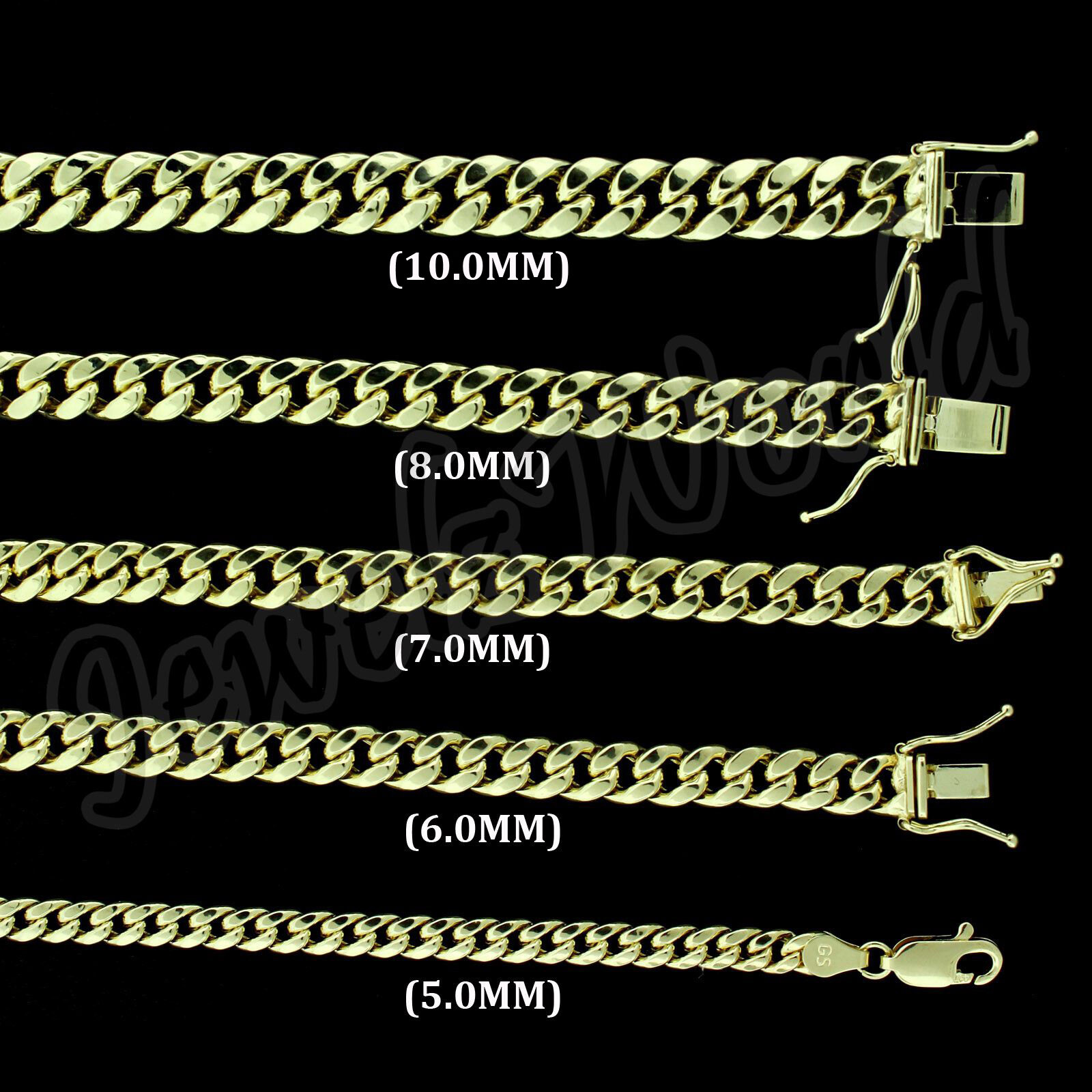 Real 10K Yellow Gold 5mm-10mm Miami Cuban Link Chain Bracelet Necklace