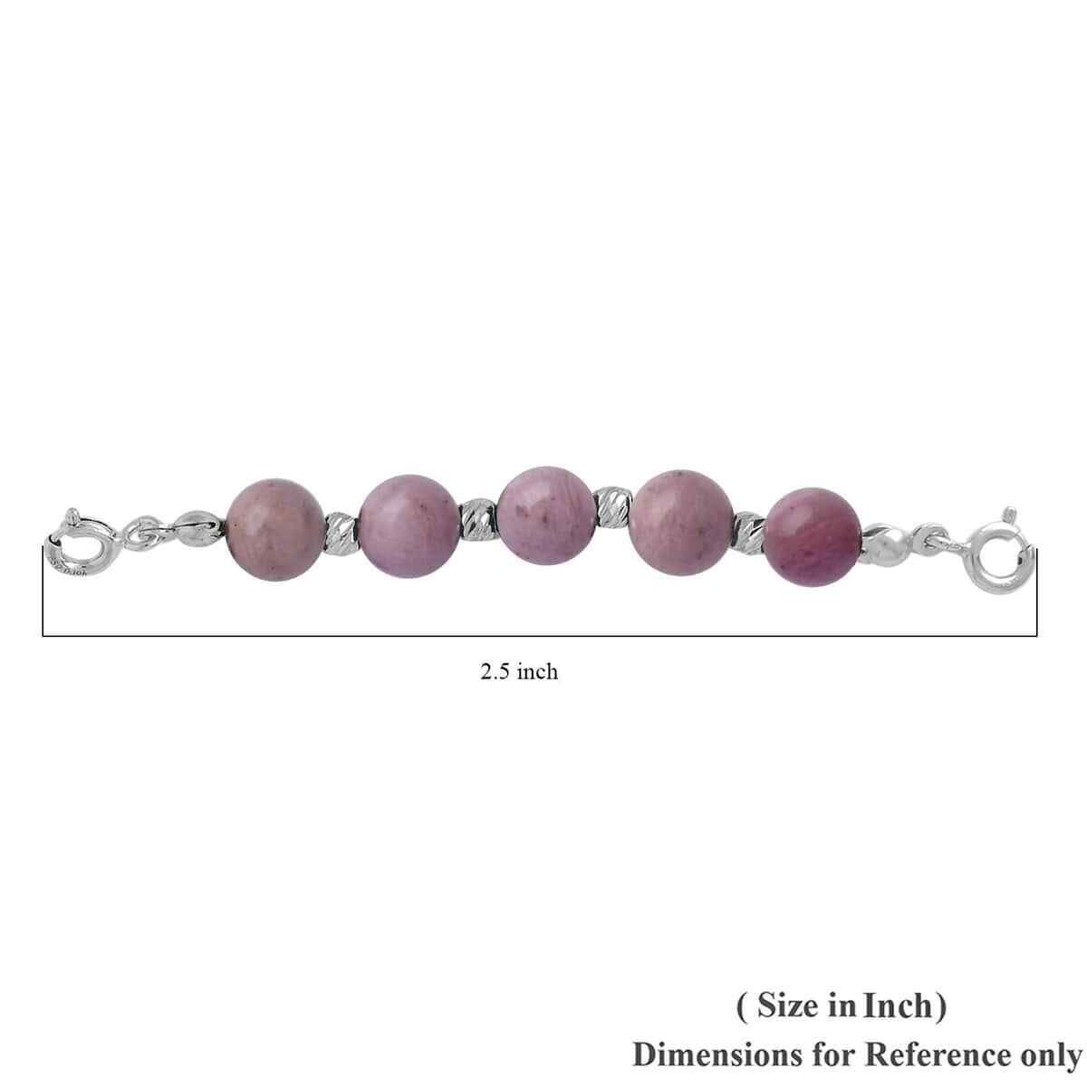 2.5″ Rhodonite Multi-Function Beaded Chain Extender Rhodium Plated Sterling