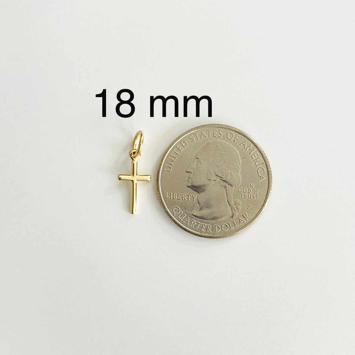 14K Solid Gold Small Tiny Cross Charm, 18mm / 0.7 inches Cross Pendant – 14K2280