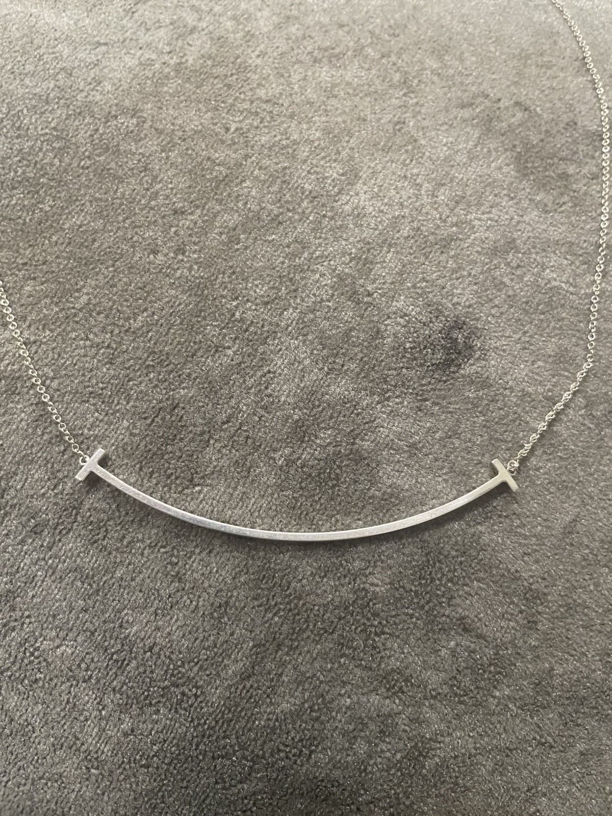Tiffany & Co. Small T Smile Pendant Necklace Sterling Silver 16–18″