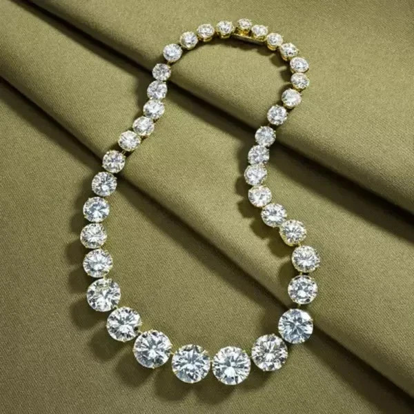 140Ct Round Cut Real Moissanite Diamond Necklace 14k White Gold Finish 18 inch