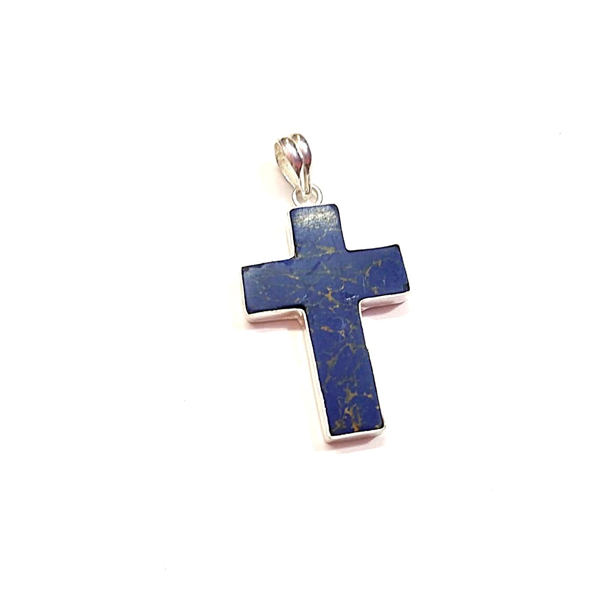 Lapis Lazuli Cross Gemstone Handmade 925 Sterling Silver Jewelry Pendant Sz-2.5″