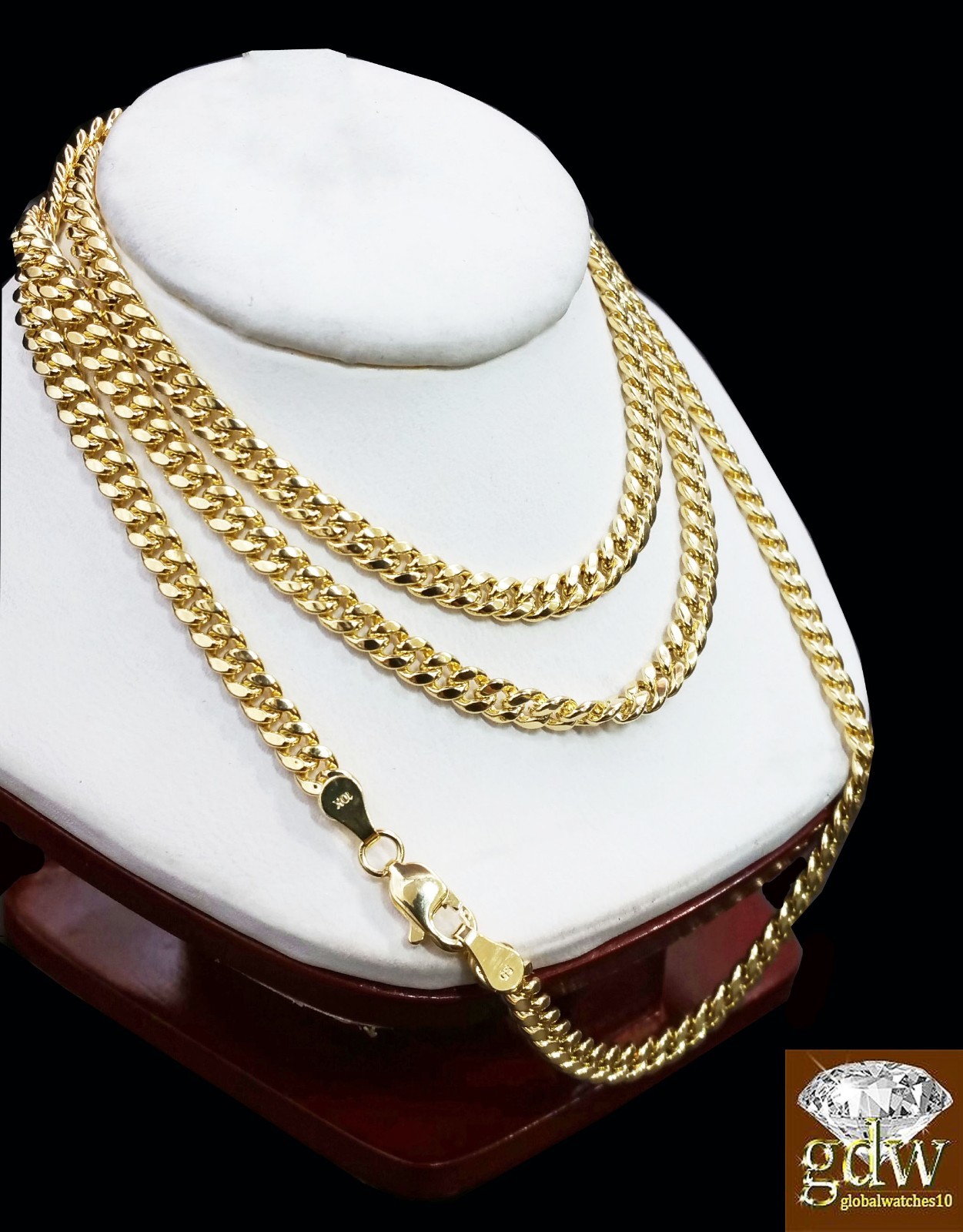 10k Gold Miami Cuban Chain Necklace 22″ Inch Men Women Link 4mm Real 10k Gold